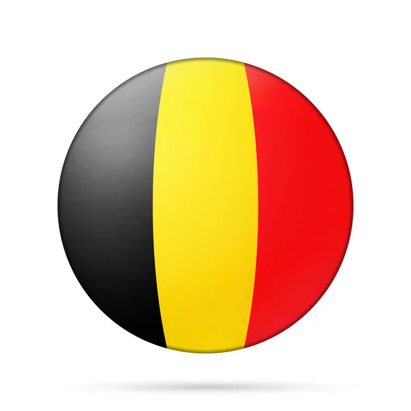 Glasboll med Belgiens flagga. Rund sfär, mallikon. Belgiens nationella symbol. Glänsande realistisk boll, 3D abstrakt vektor illustration belyst på en vit bakgrund. Stor bubbla — Stock vektor