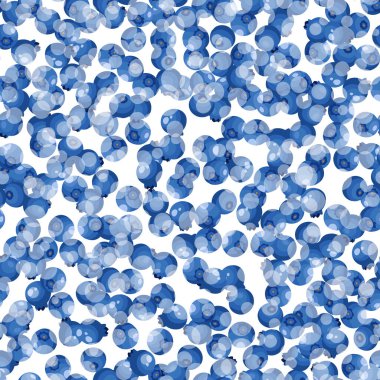 Beyaz arka planda yaban mersinli, pürüzsüz desen. Doğal taze olgun yaban mersini. Arkaplan, ambalaj, tekstil, kumaş ve çeşitli diğer tasarımlar için vektör illüstrasyonu