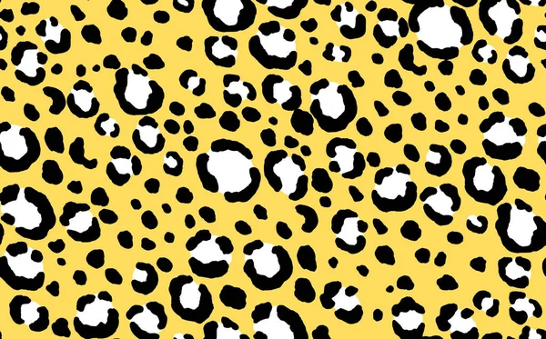 Modèle moderne abstrait sans couture léopard. Animaux arrière-plan tendance. Illustration vectorielle décorative jaune et noire pour impression, carte, carte postale, tissu, textile. Ornement moderne de la peau stylisée — Image vectorielle