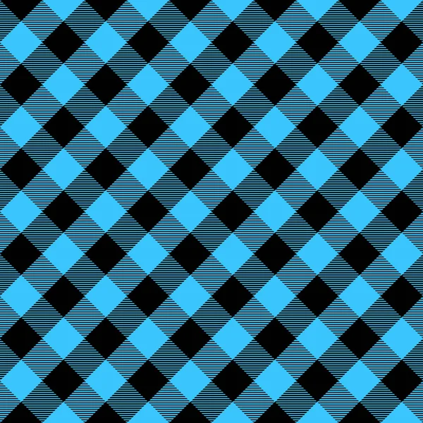 Patrón sin costura textil Escocia azul y negro. Comprobar textura de la tela tartán cuadros. Fondo geométrico abstracto para tela, tarjeta, tela. Diseño gráfico monocromático de repetición. Adorno cuadrado moderno. — Archivo Imágenes Vectoriales