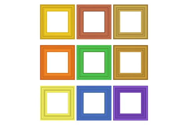Set of squared color vintage wooden frame for your design. Vintage cover. Place for text. Vintage antique colorful modern rectangular frames. Template vector illustration — Stock Vector