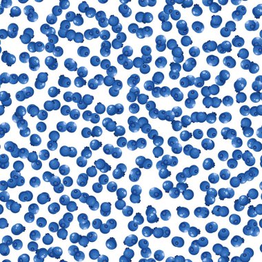 Beyaz arka planda yaban mersinli, pürüzsüz desen. Doğal taze olgun yaban mersini. Arkaplan, ambalaj, tekstil, kumaş ve çeşitli diğer tasarımlar için vektör illüstrasyonu