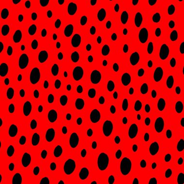 Soyut modern leopar pürüzsüz desen. Hayvanlar modaya uygun arka plan. Baskı, kart, kartpostal, kumaş ve tekstil için kırmızı ve siyah dekoratif vektör çizimi. Modern stilize cilt süsü