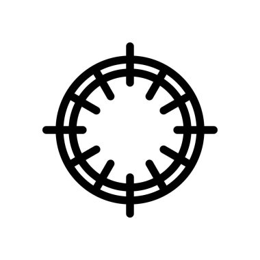 Hedef hedef ikonu, okçu spor oyun sembolü. Hedeflenen nokta işaretçisi. Keskin nişancı tüfeği odaklama işaretçisini vur. Hedef alınıyor. İzole vektör illüstrasyonu