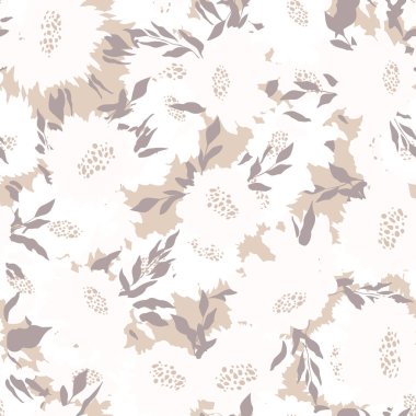 Çiçeksiz, el çizimi gül rengi. Çiçekler ve yapraklarla dolu şirin bir yaz geçmişi var. Modern çiçek kompozisyonları. Duvar kağıdı, poster, kart, kumaş ve tekstil için moda vektör stoku çizimi