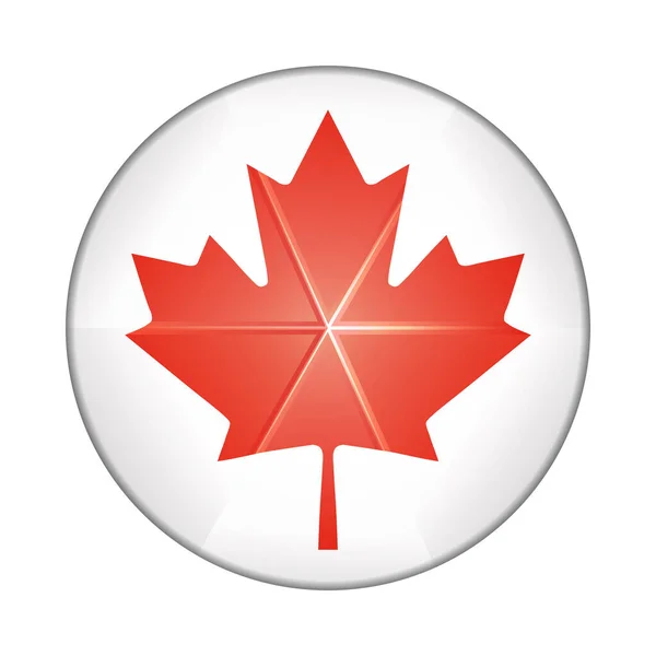 캐나다의 국기가 달린 유리로 만든 가벼운 공. 둥근 구, 템플릿 아이콘. 캐나다 국가의 상징. 화려 한 현실적 공 , 3D 추상 벡터 일러스트가 흰색 배경에 강조되어 있습니다. 큰 거품. — 스톡 벡터