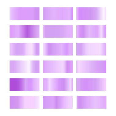 Parlak renkli hologramı olan metalik gradyan koleksiyonu. Holografik folyo dokusu, mor, menekşe rengi. Çerçeve, kurdele, sınır, diğer tasarım için vektör ayarlandı