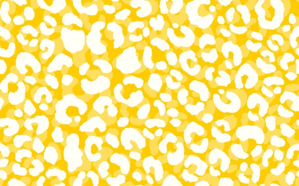 Modèle moderne abstrait sans couture léopard. Animaux arrière-plan tendance. Illustration vectorielle décorative jaune et blanc pour impression, carte, carte postale, tissu, textile. Ornement moderne de la peau stylisée — Image vectorielle