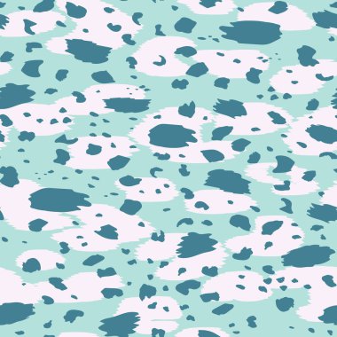Soyut modern leopar pürüzsüz desen. Hayvanlar modaya uygun arka plan. Baskı, kart, kartpostal, kumaş ve tekstil için mavi dekoratif vektör stok çizimi. Modern stilize cilt süsü
