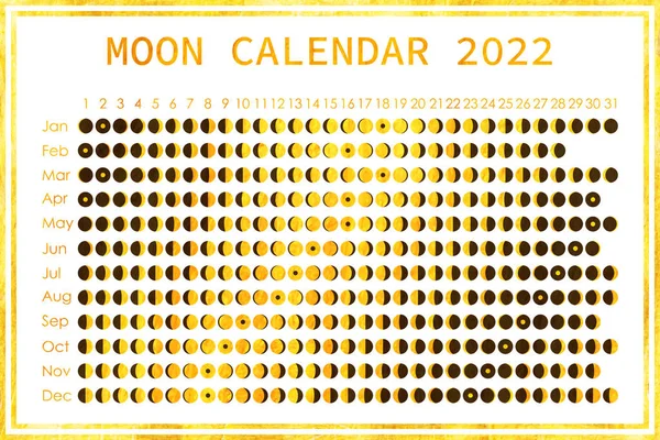 Mondkalender 2022 Astrologisches Kalenderdesign Planer Platz Für Aufkleber Monat Zyklus — Stockvektor