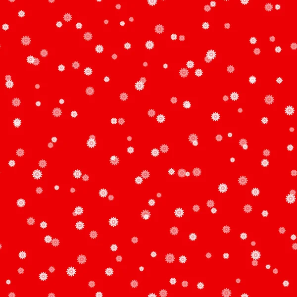 Зимовий безшовний візерунок з білими сніжинками на червоному тлі. Векторні ілюстрації для тканини, текстильних шпалер, плакатів, паперу для упаковки подарунків. Різдвяні векторні ілюстрації. Падаючий сніг — стоковий вектор
