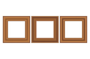 Tasarımınız için büyük bir kare altın antika ahşap çerçeve. Klasik kılıf. Mesaj için yer. Antika altın sarısı, güzel dikdörtgen çerçeveler. Şablon vektör illüstrasyonu