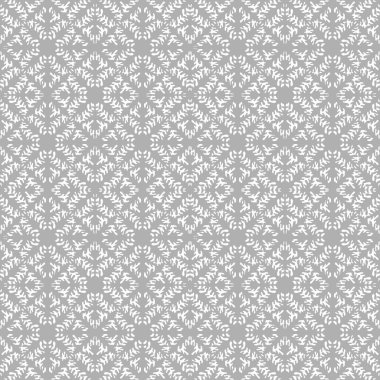Çiçekli el çizimi elementi olan soyut beyaz ve gri arkaplan. Duvar kağıdı, web sayfası, dokular, kumaş ve tekstil için geometrik dikişsiz desen. Dekoratif vektör illüstrasyonu