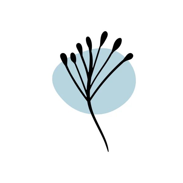 Отделение с абстрактным круглым пятном. Художественная цветочная минималистская печать. Изолированный черный силуэт растения с пастельными капельками. Современные акварельные формы с листьями, акриловыми чернилами. Векторный элемент — стоковый вектор
