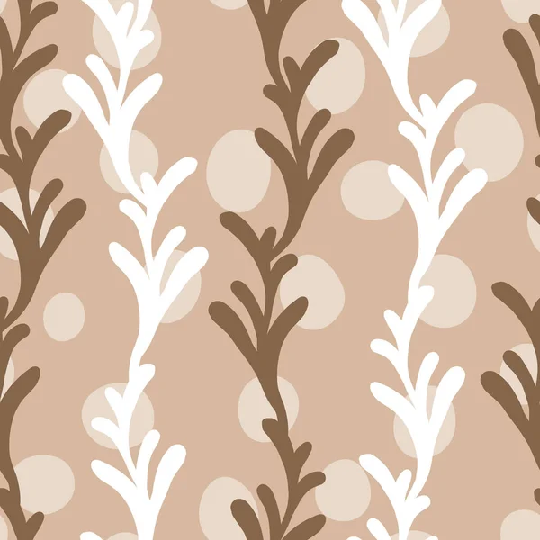 Floral seamless with hand drawn color leaves. Cute autumn background. Tropic beige branches. Modern floral compositions. Fashion vector stock illustration for wallpaper, poster, card, fabric, textile — Stock Vector