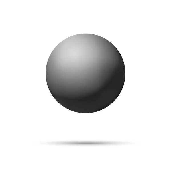 Bola de cristal negro o perla preciosa. Bola realista brillante, ilustración vectorial abstracta 3D resaltada sobre un fondo blanco. Burbuja de metal grande con sombra — Vector de stock