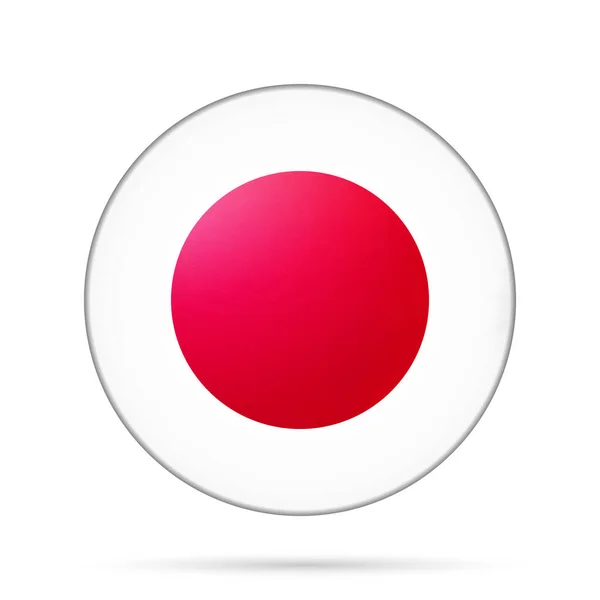 Glasboll med Japans flagga. Rund sfär, mallikon. Japansk nationalsymbol. Glänsande realistisk boll, 3D abstrakt vektor illustration belyst på en vit bakgrund. Stor bubbla — Stock vektor
