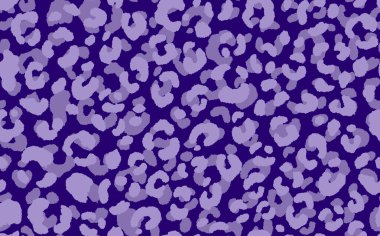 Soyut modern leopar pürüzsüz desen. Hayvanlar modaya uygun arka plan. Parmak izi, kart, kartpostal, kumaş ve tekstil için mor dekoratif vektör stok çizimi. Modern stilize cilt süsü