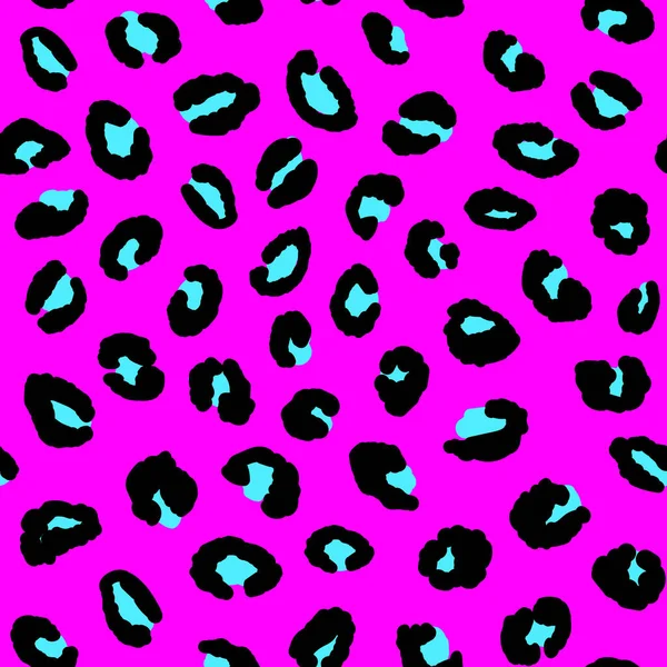 Patrón moderno sin costuras de leopardo abstracto. Animales de fondo de moda. Rosa y negro vector decorativo stock ilustración para imprimir, tarjeta, postal, tela, textil. Adorno moderno de piel estilizada — Archivo Imágenes Vectoriales