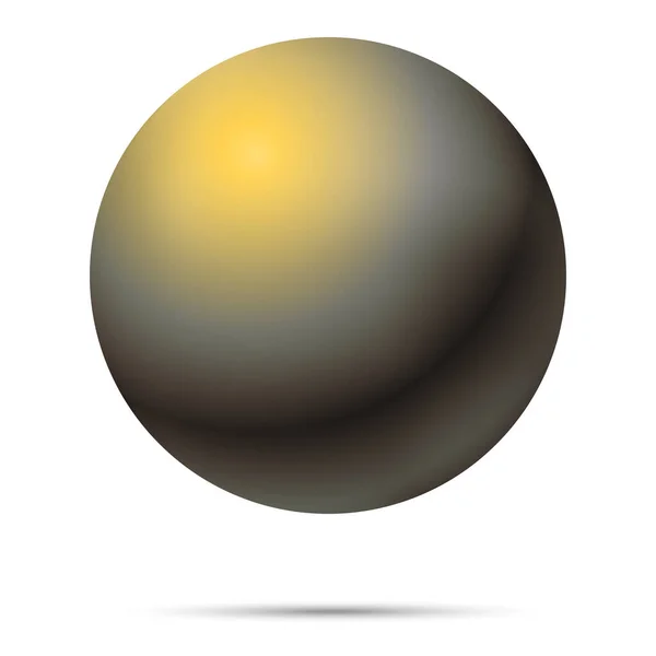 Bola de cristal negro o perla preciosa. Bola realista brillante, ilustración vectorial abstracta 3D resaltada sobre un fondo blanco. Burbuja de metal grande con sombra — Vector de stock