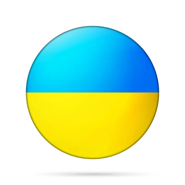 Glasboll med Ukrainas flagga. Rund sfär, mallikon. Ukrainska nationella symbol. Glänsande realistisk boll, 3D abstrakt vektor illustration belyst på en vit bakgrund. Stor bubbla — Stock vektor
