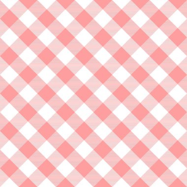 Pembe ve beyaz İskoçya tekstil deseni. Kumaş dokusu tartan ekoseli. Kumaş, kart ve kumaş için soyut geometrik arkaplan. Monokrom grafik yinelenen dizayn. Modern kare süsleme.
