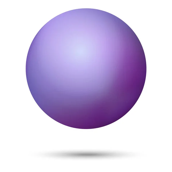 Bola de vidrio púrpura o perla preciosa. Bola realista brillante, ilustración vectorial abstracta 3D resaltada sobre un fondo blanco. Burbuja de metal grande con sombra — Vector de stock