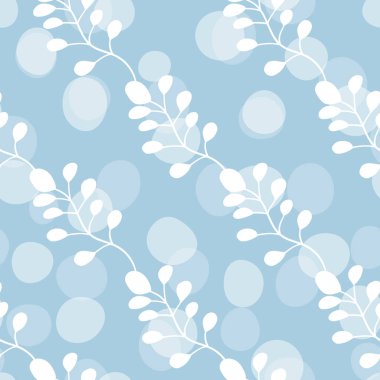 El çizimi yaprakları olan dikişsiz bir çiçek. Güzel bir sonbahar geçmişi var. Tropik mavi dallar. Modern çiçek kompozisyonları. Duvar kağıdı, kart, kumaş ve tekstil için moda vektör stoku çizimi.