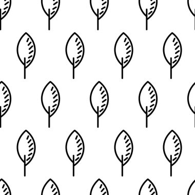 Ağaç simgesiyle siyah ve beyaz desenli. Vektör ağaçları sembol işareti. Bitkiler, baskı, kart, kartpostal, kumaş ve tekstil için peyzaj tasarımı. İş fikri kavramı