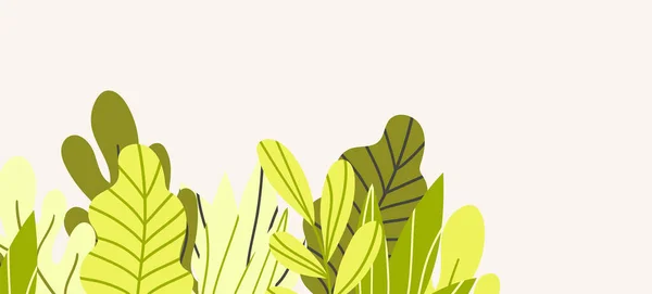 Banner web floreale con foglie esotiche di colore disegnato. Design concettuale della natura. Composizioni floreali moderne con rami estivi. Illustrazione vettoriale sul tema dell'ecologia, natura, ambiente — Vettoriale Stock