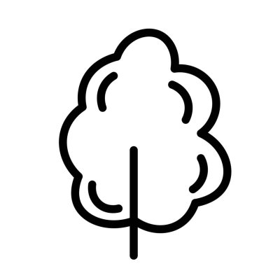 Siyah ve beyaz şablon ağaç simgesi. Beyaz arkaplanda vektör sembolü işareti izole edildi. Ağaçlar düz çizgi simgeleri. Bitkiler, manzara tasarımı. İş fikri kavramı