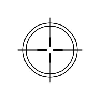 Hedef hedef ikonu, okçu spor oyun sembolü. Hedeflenen nokta işaretçisi. Keskin nişancı tüfeği odaklama işaretçisini vur. Hedef alınıyor. İzole vektör illüstrasyonu