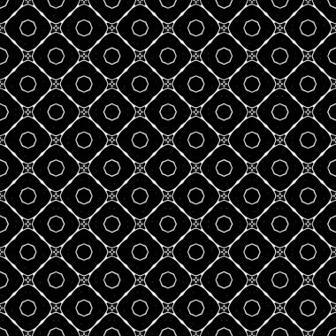 Siyah ve beyaz yüzey deseni. Bw süslemeli grafik tasarımı. Mozaik süsler. Desen şablonu. Vektör illüstrasyonu.