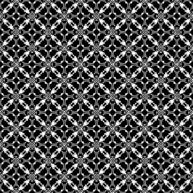 Siyah ve beyaz desenli. Bw süslemeli grafik tasarımı. Mozaik süsler. Desen şablonu. Vektör illüstrasyonu.