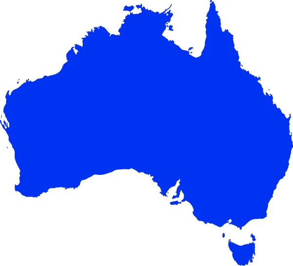 Mapa Contorno Austrália Cor Azul Mapa Político Australiano Mapa Ilustração —  Vetores de Stock
