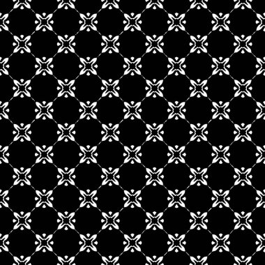 Siyah ve beyaz yüzey deseni. Bw süslemeli grafik tasarımı. Mozaik süsler. Desen şablonu. Vektör illüstrasyonu.