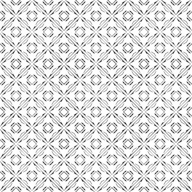 Siyah ve beyaz yüzey deseni. Bw süslemeli grafik tasarımı. Mozaik süsler. Desen şablonu. Vektör illüstrasyonu.