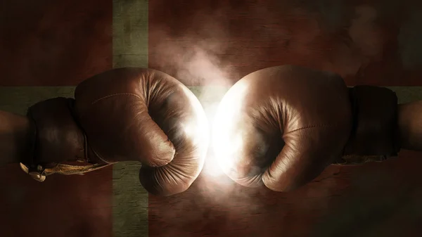 Luvas de boxe com a bandeira da Dinamarca — Fotografia de Stock