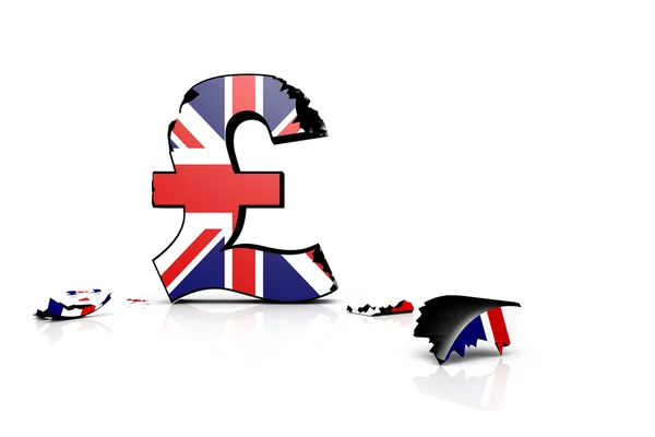 Símbolo da libra britânica agredida após o Brexit — Fotografia de Stock