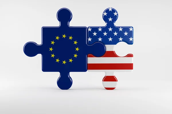 Simbol hubungan baik antara Amerika Serikat dan Uni Eropa — Stok Foto