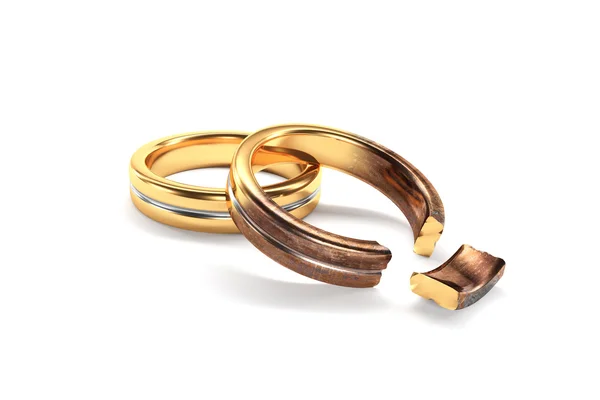 二人の離婚を象徴する結婚指輪 — ストック写真