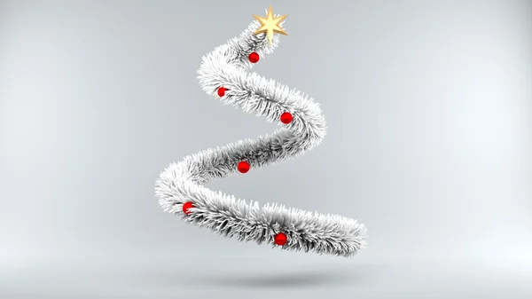 Bevroren kerstboom op grijze achtergrond — Stockfoto