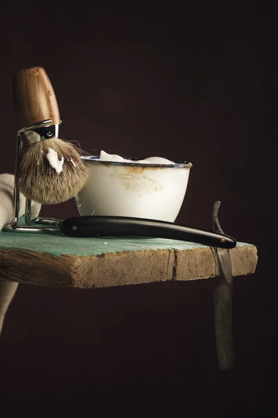 Vintage Shaving Tool on wooden Table — Stock Photo, Image