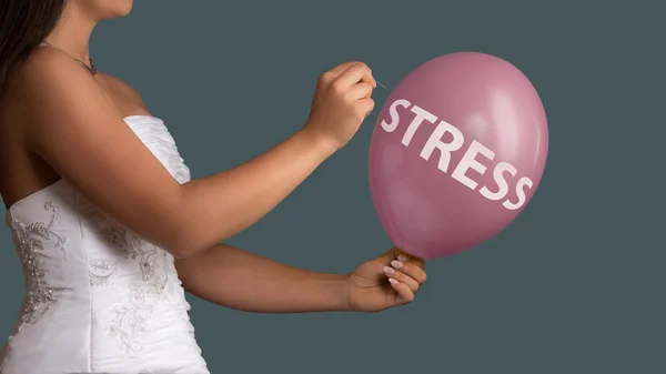 Young bride gets rid of stress and panic — Stock Photo, Image