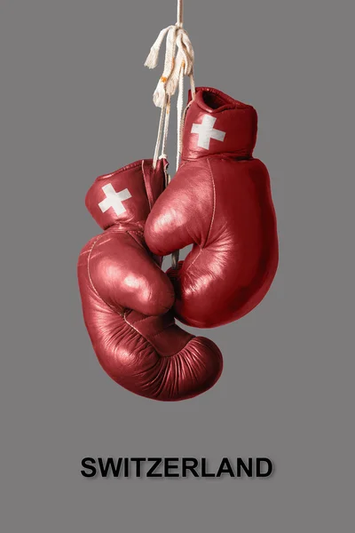 Boxing Gloves in the Color of Switzerland — Stock Photo, Image