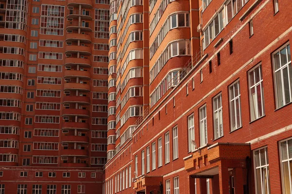 Brick Building Made Orange Brick Close — Stock Photo, Image