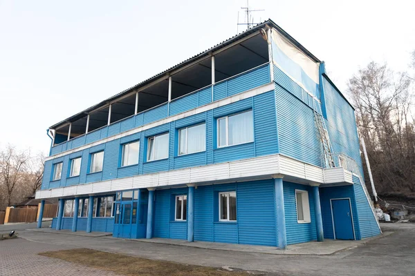 Old Blue Three Story Building — Stock Photo, Image