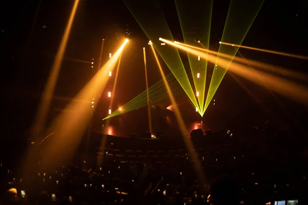 Palco Com Efeitos Especiais Multicoloridos Show Laser — Fotografia de Stock