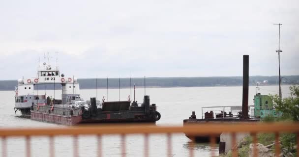 Cargo Carrier Ship Moored Pier — Stock Video