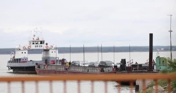 Buque Carga Atracado Muelle — Vídeos de Stock